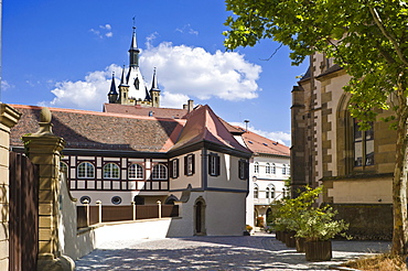 Wormser Hof and Blauer Turm, Blue Tower, Bad Wimpfen, Neckartal, Baden-Wuerttemberg, Germany, Europe