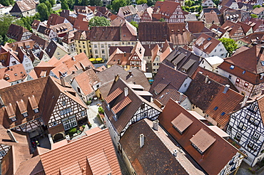 View over historic town centre from Blue Tower, Bad Wimpfen, Neckartal, Baden-Wuerttemberg, Germany, Europe