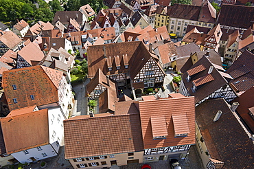 View over historic town centre from Blue Tower, Bad Wimpfen, Neckartal, Baden-Wuerttemberg, Germany, Europe