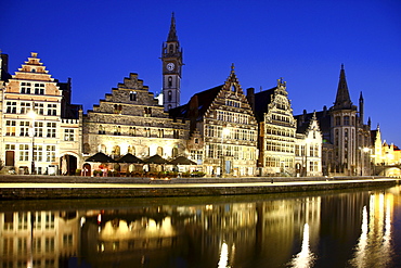 Leie River, view of the historic district, Ghent, East Flanders, Belgium, Europe