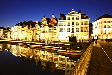 Leie River, view of the historic district, Ghent, East Flanders, Belgium, Europe