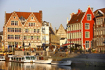 Houses on the river Leie, Metselaarshuis, old town, Ghent, East Flanders, Belgium, Europe