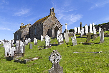 Old cemetery with a chapel, St. Ives, Cornwall, England, United Kingdom, Europe