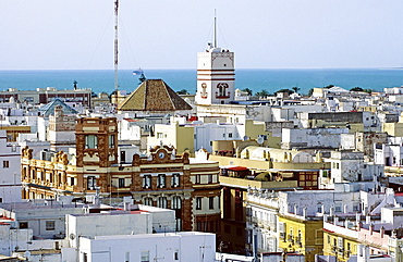 Historic district with Torre Tavira, Cadiz, Costa de la Luz, Andalusia, Spain, Europe