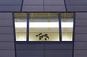 View into an illuminated window, office building in the Quartier Daimler, Potsdamer Platz, Berlin, Germany, Europe