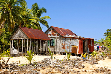 Lonely huts on a secluded beach, Isle Saint Marie, Madagascar, Africa