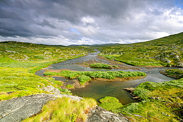 River on a plateau near the Hardangervidda, Norway, Scandinavia, Europe