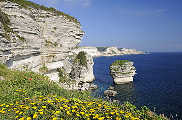 Coastal cliffs near Bonifacio, Corsica, France, Europe