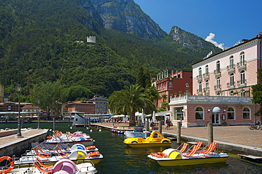 Paddle boat rental in Riva del Garda on Lake Garda, Trentino, Italy, Europe