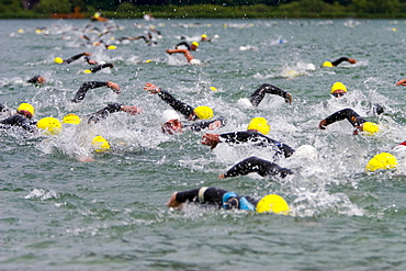 Triathlon, swimming, Lake Kaltern, province of Bolzano-Bozen, Italy, Europe