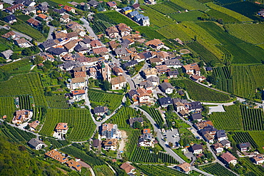 Aerial view of Kaltern village, province of Bolzano-Bozen, Italy, Europe