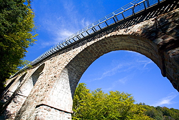 Rail bridge, viaduct, Mendola funicular in Kaltern, province of Bolzano-Bozen, Italy, Europe