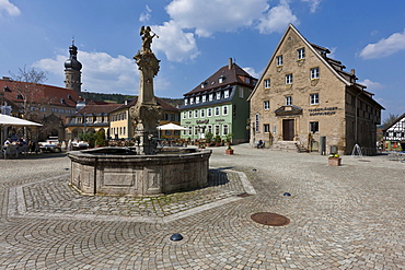 Marketplace, castle square, Weikersheim, Baden-Wuerttemberg, Germany, Europe