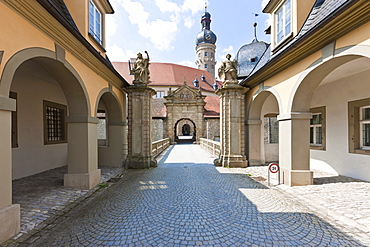 Gate to Weikersheim Castle, Weikersheim, Baden-Wuerttemberg, Germany, Europe