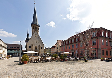 St Georg town church and marketplace, Weikersheim, Baden-Wuerttemberg, Germany, Europe