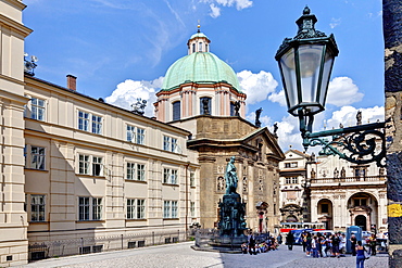 St. Francis church and monument of Emperor Charles IV, 1848, Prague, Czech Republic, Europe