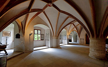 Knights' Hall in Burg Lauenstein castle, Lauenstein district, Ludwigsstadt, Kronach county, Upper Franconia, Bavaria, Germany, Europe