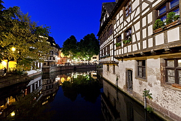 Half-timbered houses in the district of La Petite France, Strasbourg, Ill, Alsace, France, Europe