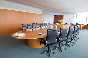 Empty cabinet table, Bundeskanzleramt Federal Chancellery, Berlin, Germany, Europe