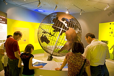 Visitors at the Geyser Interactive Discovery Centre at the world's largest cold water geyser in Andernach, Rhineland-Palatinate, Germany, Europe