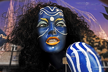 Painted female mannequin in a clothing store, Augsburg, Bavaria, Germany, Europe