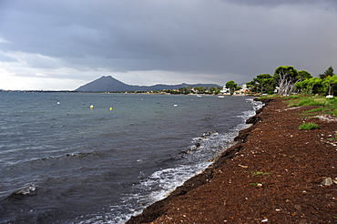 Overcast sky at the seaside, bay of Puerto de Pollensa, Port de Pollenca, Mallorca, Majorca, Balearic Islands, Mediterranean Sea, Spain, Europe