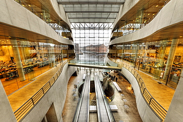 Inside the Royal Library at The Black Diamond building, Copenhagen, Denmark, Europe