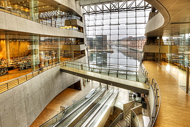 Inside the Royal Library at The Black Diamond building, Copenhagen, Denmark, Europe