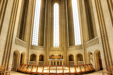 Inside Grundtvigs Church in Copenhagen, Denmark, Europe