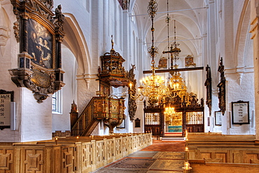 Sct. Olai Domkirke cathedral, interior, Helsingor, Elsinore, Denmark, Europe