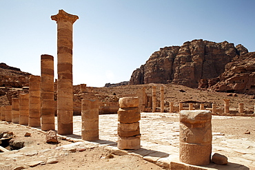 Great Temple, columns, Petra, the capital city of the Nabataeans, rock city, UNESCO World Hertage Site, Wadi Musa, Hashemite Kingdom of Jordan, Orient, Middle East, Asia