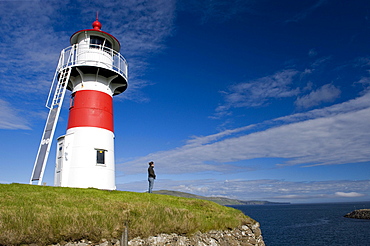 Lighthouse of Skansin, historic fort in Torshavn, Streymoy island, Faroe Islands, North Atlantic