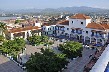 Casa Granda building, Parque Cespedes park, Santiago de Cuba, historic district, Cuba, Caribbean, Central America