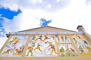 Mural on a house, Sarmede, Treviso, Veneto, Italy, Europe