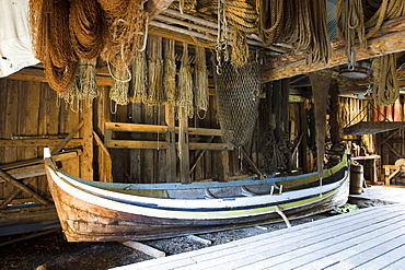 Interior of the Museum of Nusfjord, Flakstadoya, island of Vestvagoya, Lofoten, Norway, Scandinavia, Europe