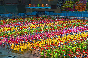 Dancers and acrobats at the Arirang Festival, the North Korean Grand Mass Gymnastics and Artistic Performance, Pyongyang, North Korea, Asia