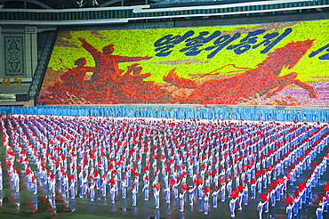 Dancers and acrobats at the Arirang Festival, the North Korean Grand Mass Gymnastics and Artistic Performance, Pyongyang, North Korea, Asia