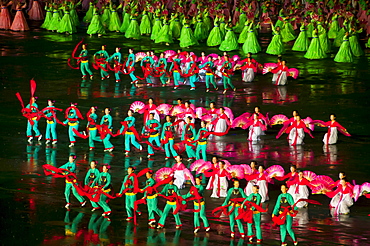 Dancers and acrobats at the Arirang Festival, the North Korean Grand Mass Gymnastics and Artistic Performance, Pyongyang, North Korea, Asia