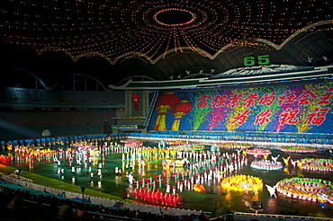 Dancers and acrobats at the Arirang Festival, the North Korean Grand Mass Gymnastics and Artistic Performance, Pyongyang, North Korea, Asia