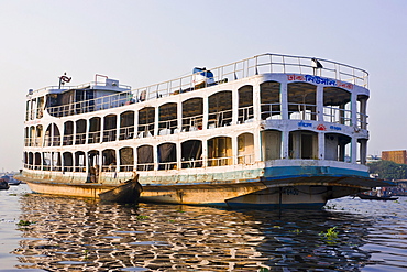 Huge river ferry in the port of Dhaka, Bangladesh, Asia