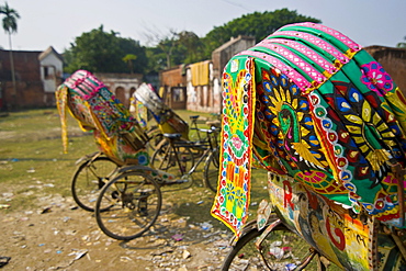 Decorated bicycle rickshaws, Sonargaon, Bangladesh, Asia