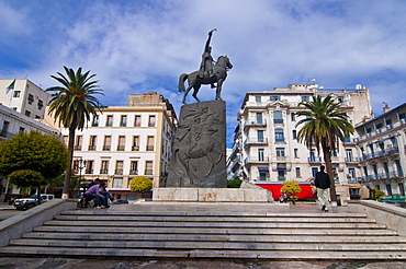 Square and statue of Abdel Kader in Algiers, Algeria, Africa