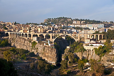 Pont Sidi M'Cid bridge with the Marabout of Sidi Rached, Constantine, Algeria, Africa