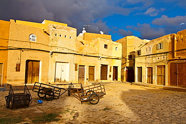 Medieval market square in the small village of Beni Isguen in the Unesco World Heritage Site M'zab, Algeria, Africa