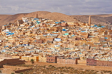 View over a village in the UNESCO World Heritage Site of M'zab, Algeria, Africa