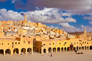 Market square in the village of Ghardaia in the UNESCO World Heritage Site of M'zab, Algeria, Africa