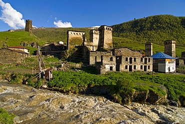 Historic mountain village of Ushguli, UNESCO World Heritage site, Svaneti province, Georgia, Middle East