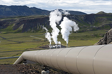 Geothermal power plant, Nesjavellir power plant, Hengill region, Iceland, Scandinavia, Northern Europe, Europe