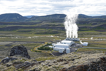 Geothermal power plant, Nesjavellir power plant, Hengill region, Iceland, Scandinavia, Northern Europe, Europe