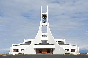 Modern white church, concrete construction, Stykkisholmur, Iceland Scandinavia Northern Europe, Europe